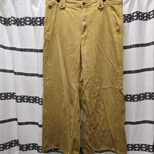 Pilcro mustard yellow wide leg high rise jeans non stretch denim size 33